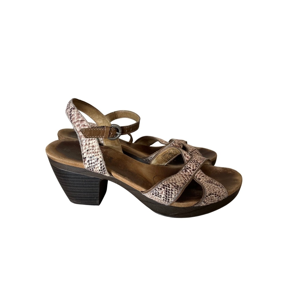 Romika‎ Women's Snake Print Leather Block Heel Sandals Some Wear On One Heel